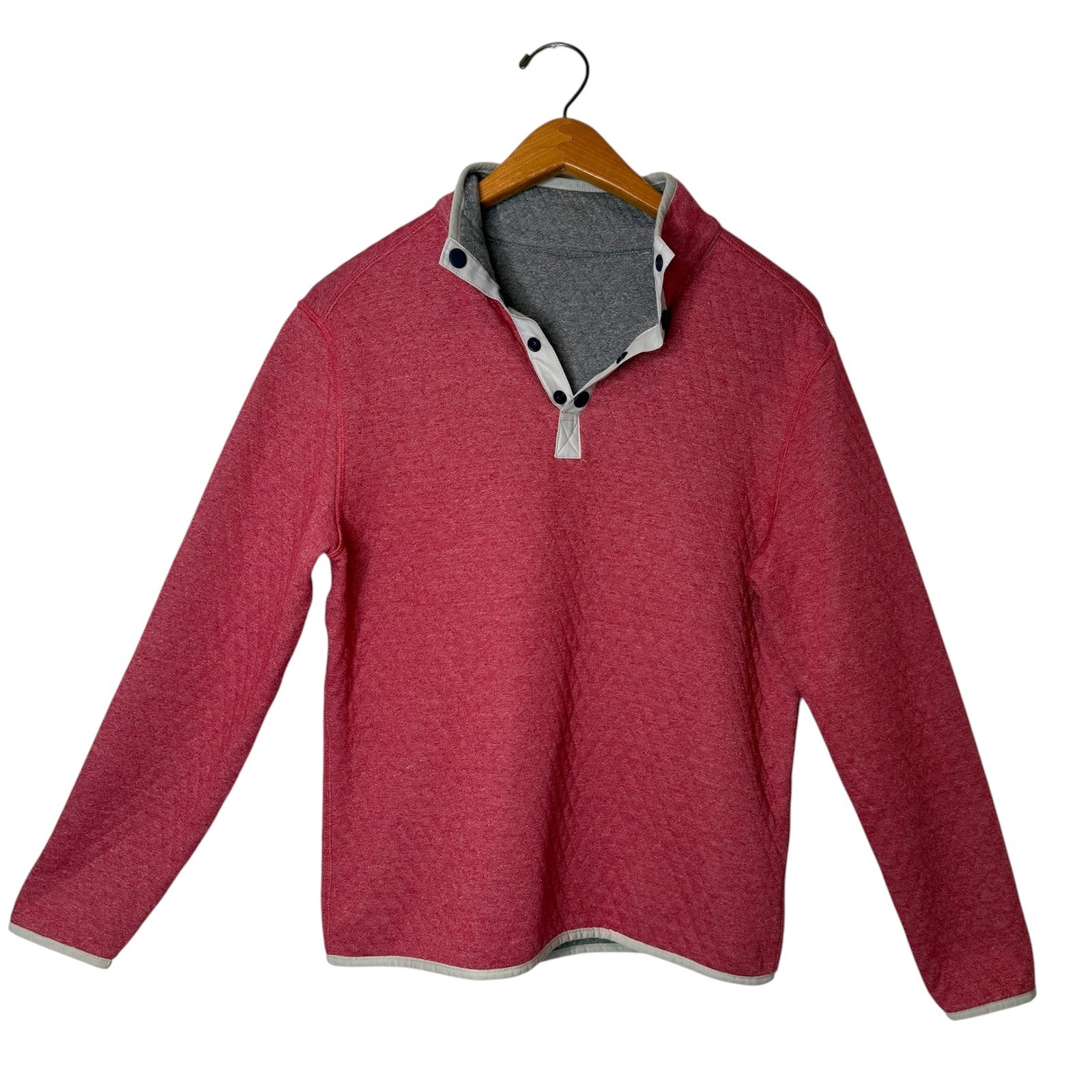 Southern Tide Reversible Quilted Pullover Mens S Red Gray Nautical Layering