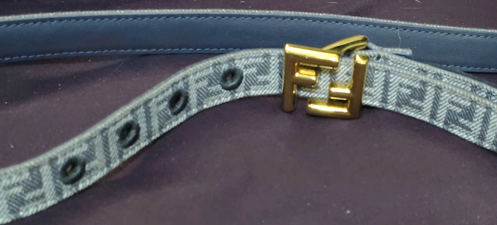 Reversible Authentic Fendi FF Monogram Jacquard Fabric Belt Gold Tone Buckle