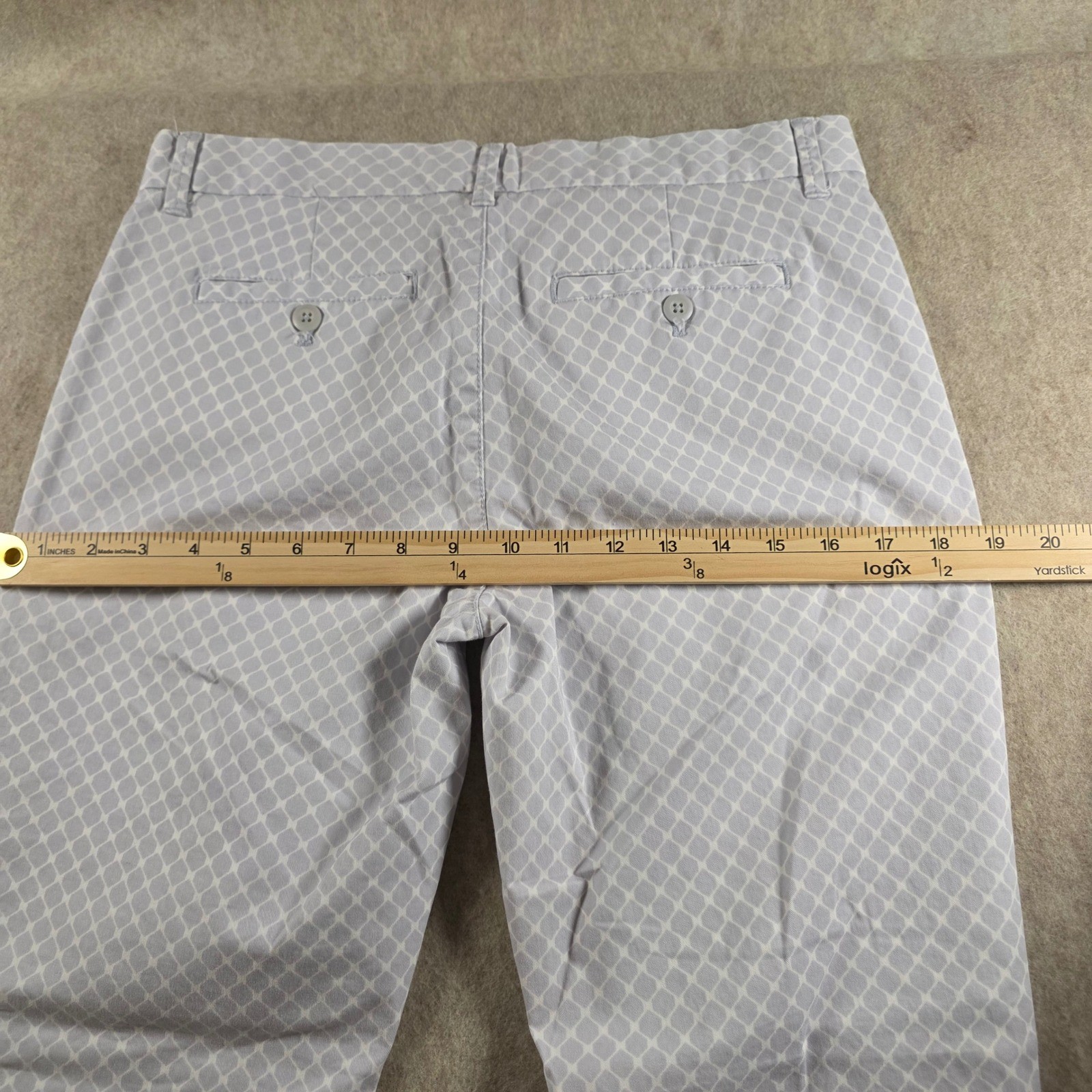 Khakis by GAP Slim City Pants Womens 4R Purple White Geometric Lattice Trousers