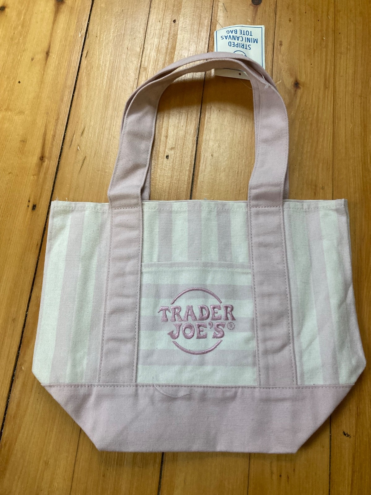 trader joes mini tote striped pastel pattern