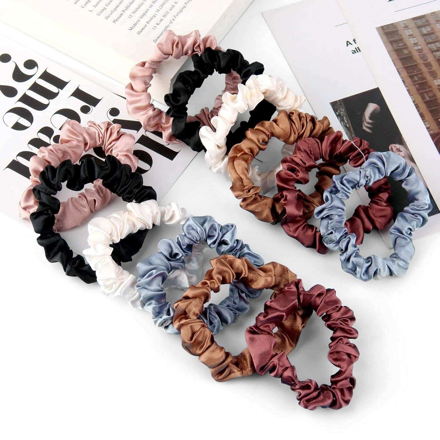 12 Pieces Silk Hair Scrunchies Silk Hair Tie Elastic Ponytail Holders for Women