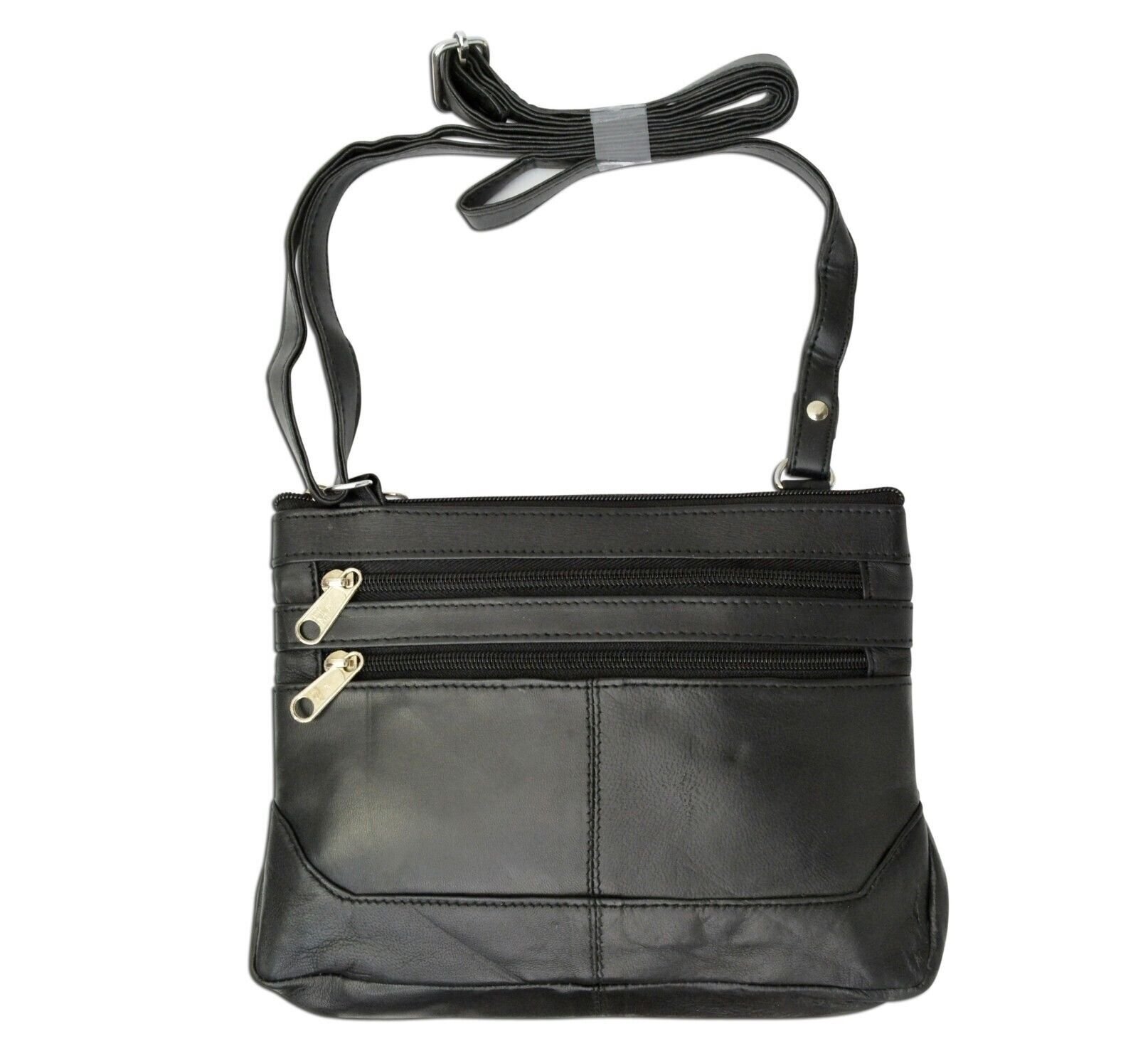 Black Women’s Leather Organizer Shoulder Bag Cross Body Handbag by Marshal®