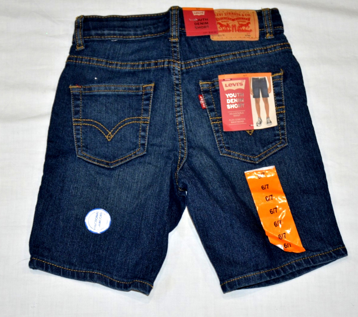 NEW Levi’s Boys 511 Stretch Flexible Denim Jean Shorts Size 6/7 Adjustable Waist