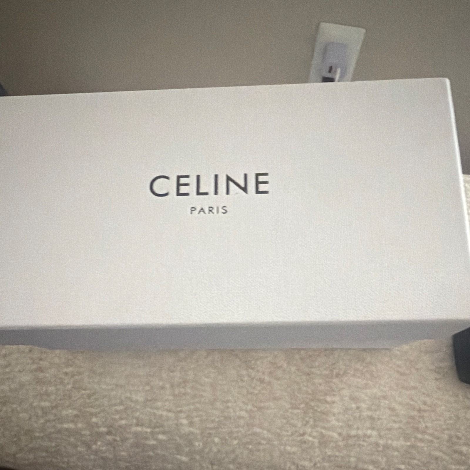 CELINE Women’s Oversized Oval Sunglasses Black Frame/Black Tinted Lens Logo