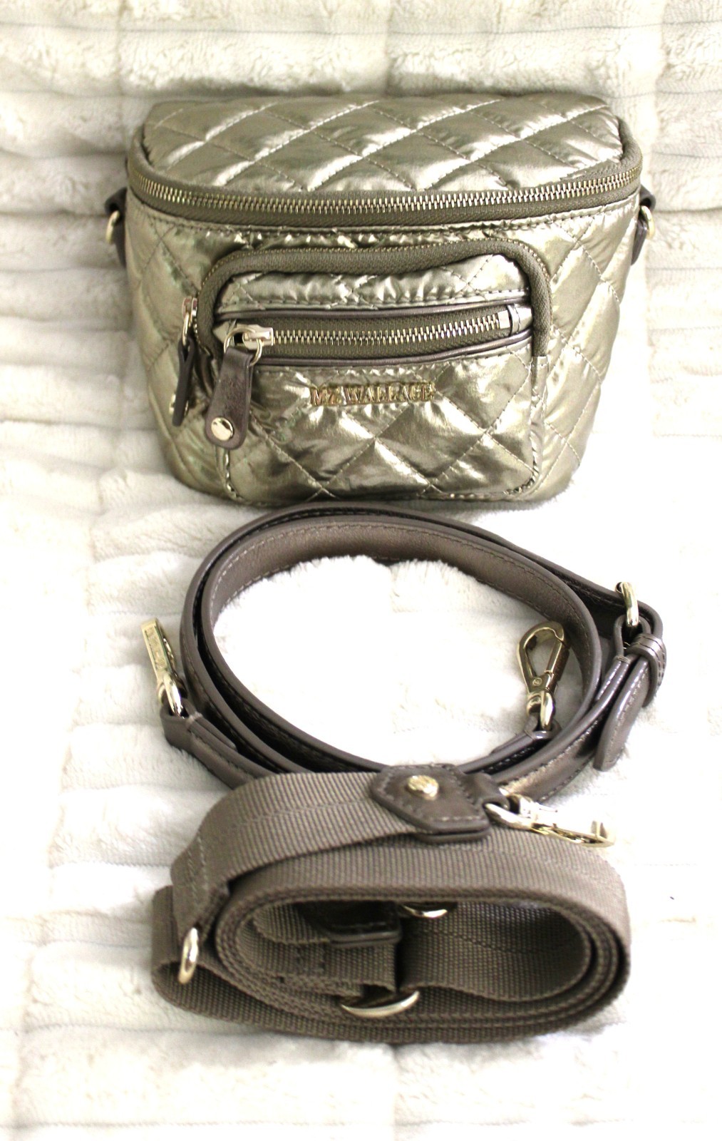 MZ WALLACE MICRO CROSBY SLING BAG ANTIQUE GOLD MSRP $205 FANNY BELT NEW OTHER