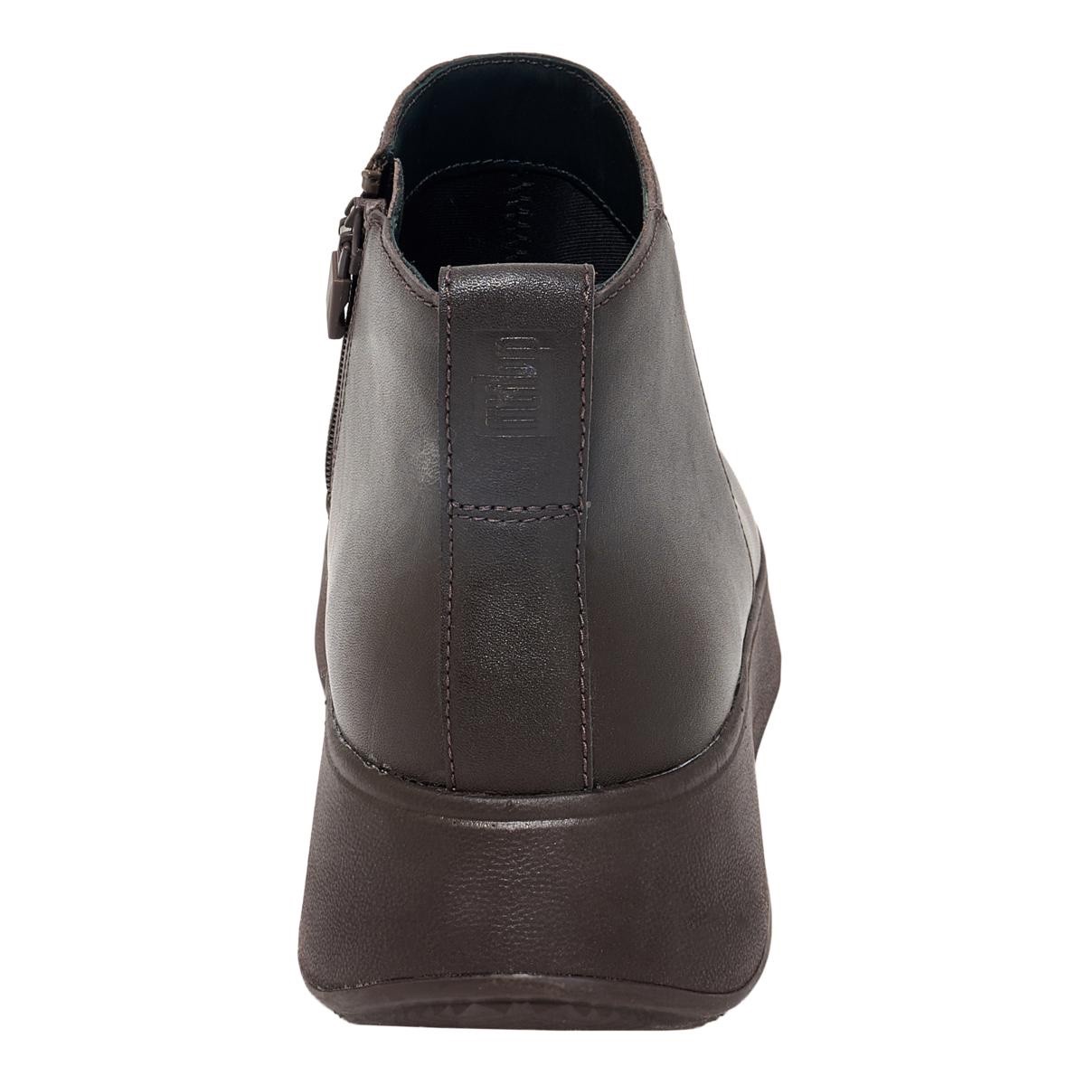 #FitFlop F-Mode Leather Flatform Zip Ankle Boot—Size 10 EU42—Black RETAIL $170