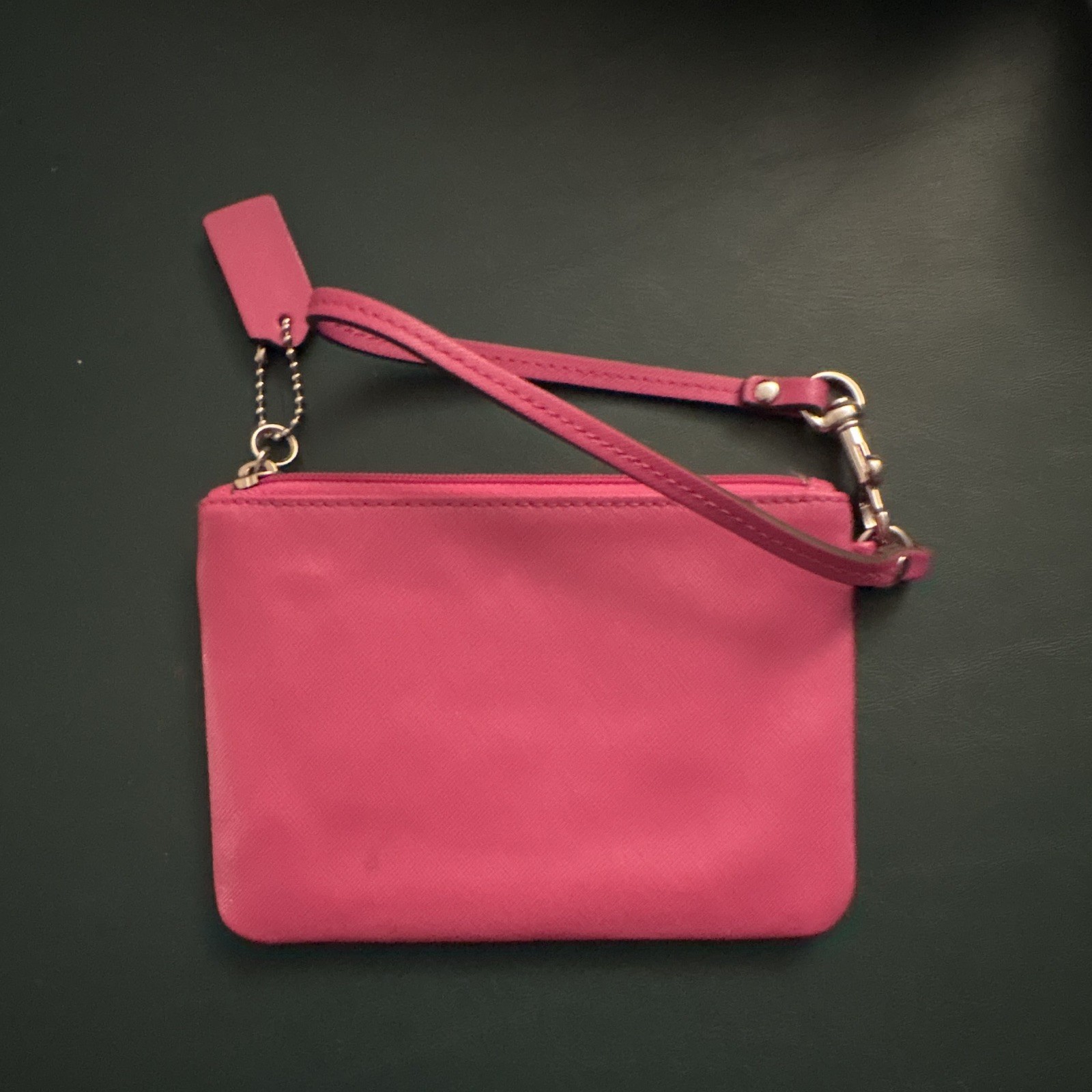 Coach Pink Zip Wristlet Pouch with Wrist Strap, Gold Hardware, Solid