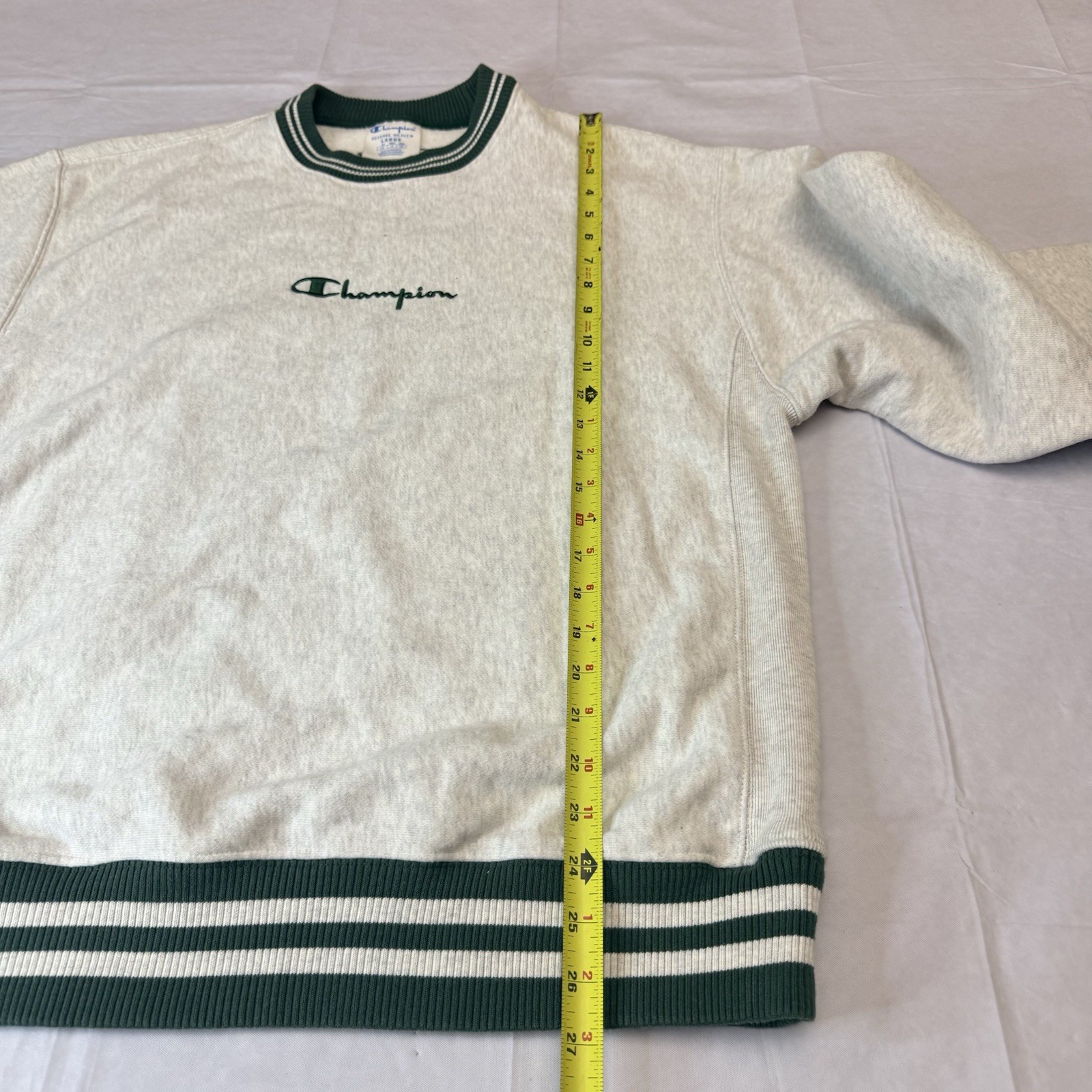 Vintage 90s Champion Reverse Weave Ringer Sweatshirt Mens L Sz L Gray Spellout