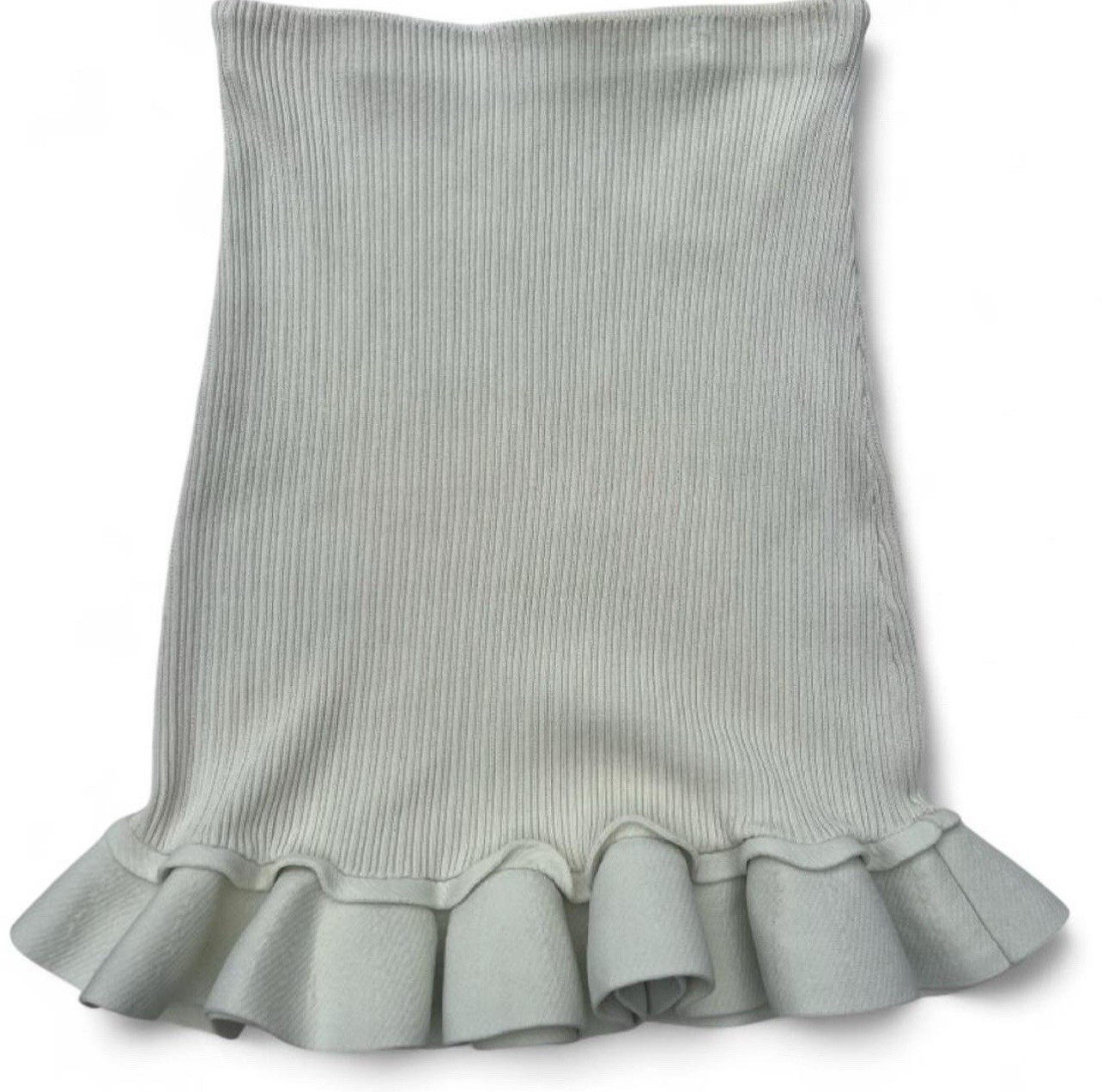 Sandro Ruffle-Trim Pastel Knitted Pencil Mini Skirt Size 38