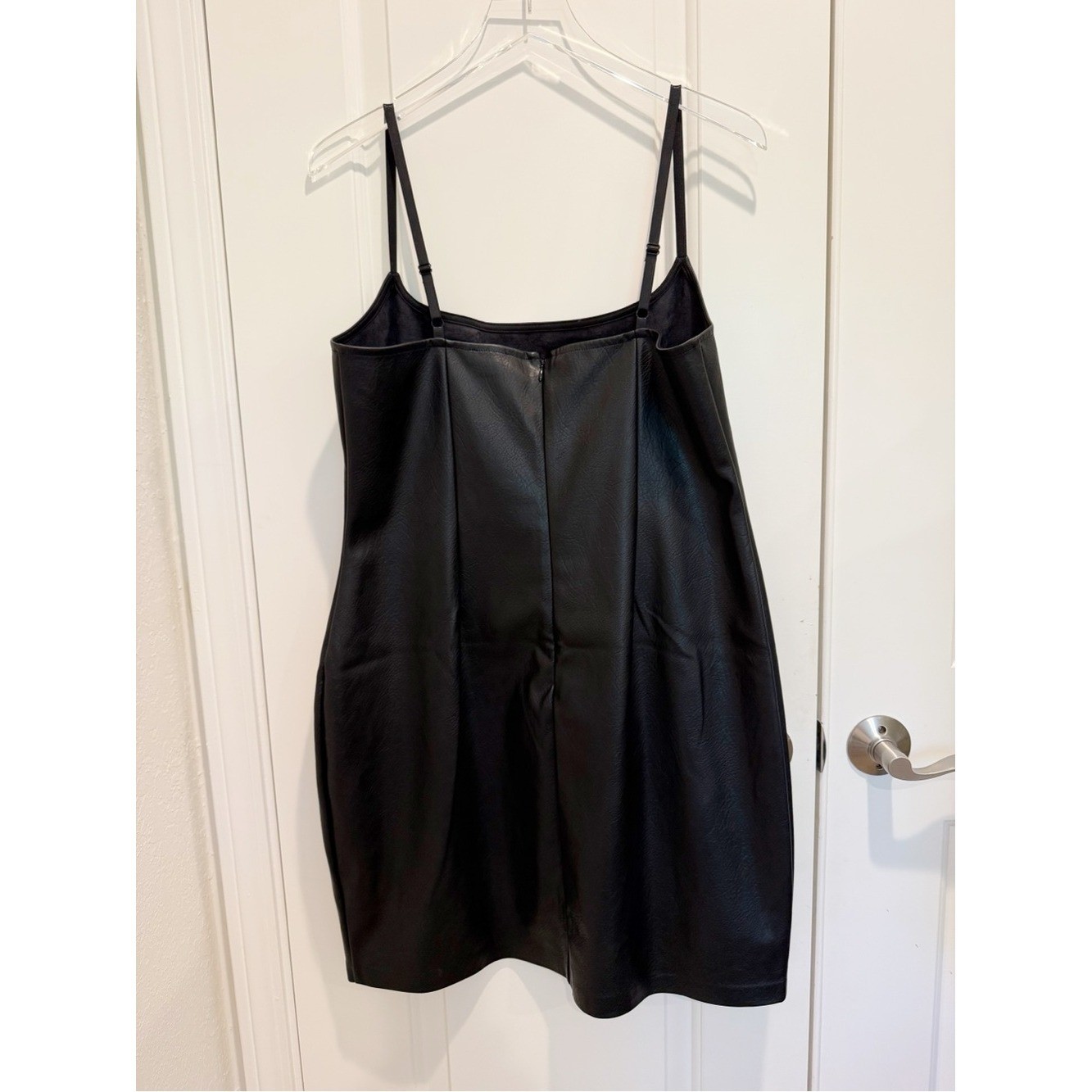 GOOD AMERICAN Faux Leather Cami Mini Dress in Black size 2XL