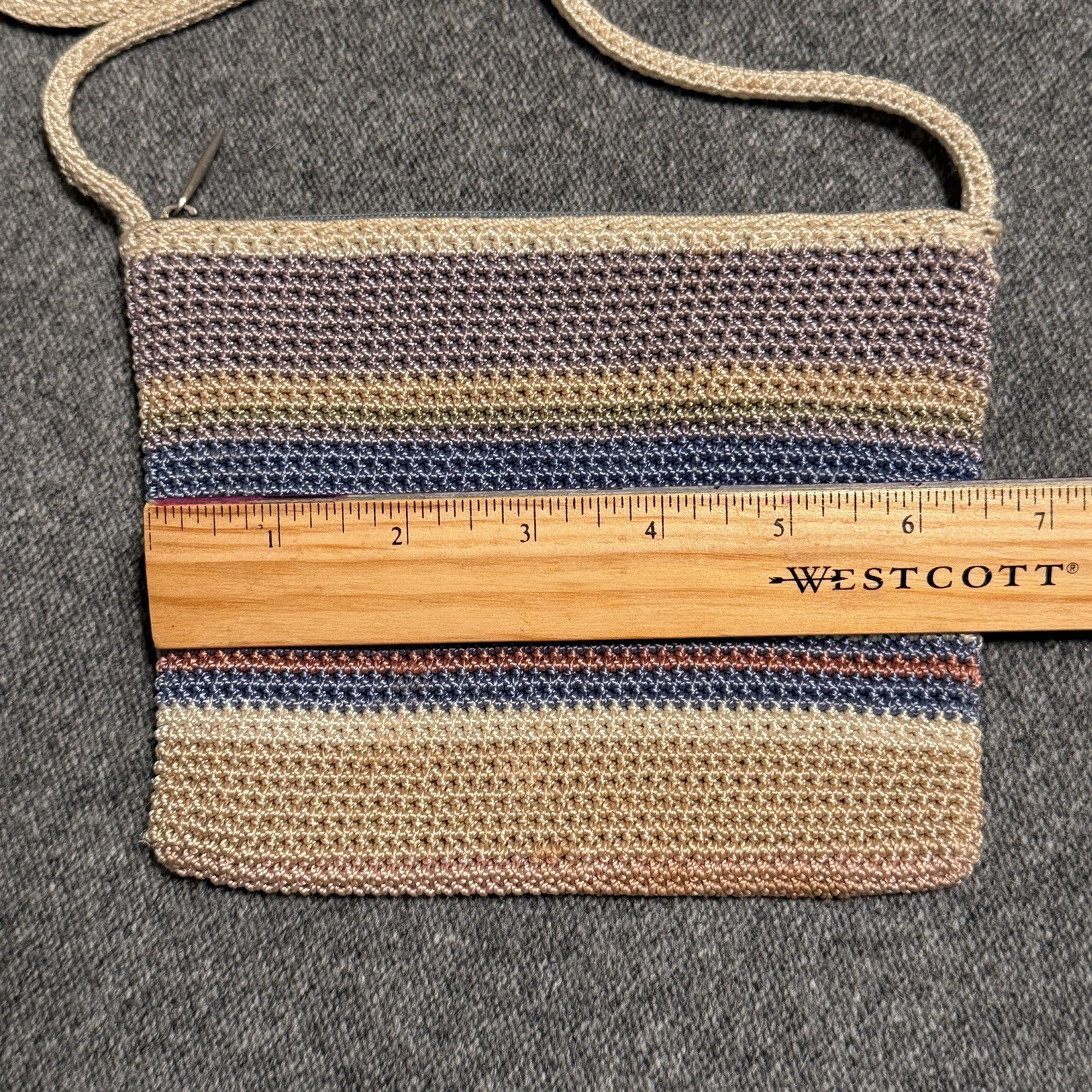 The Sak Crochet Crossbody Bag, Small, Striped Beige Blue Purple Pink Boho 2011