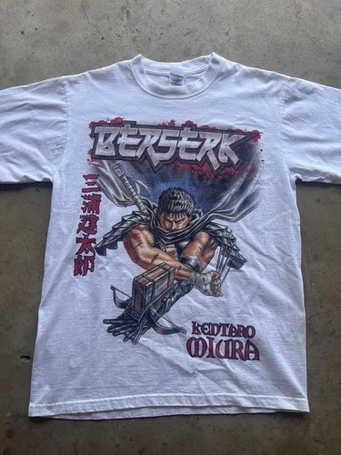 Guts Berserk Anime 90s Retro style White T shirt Classic style tee
