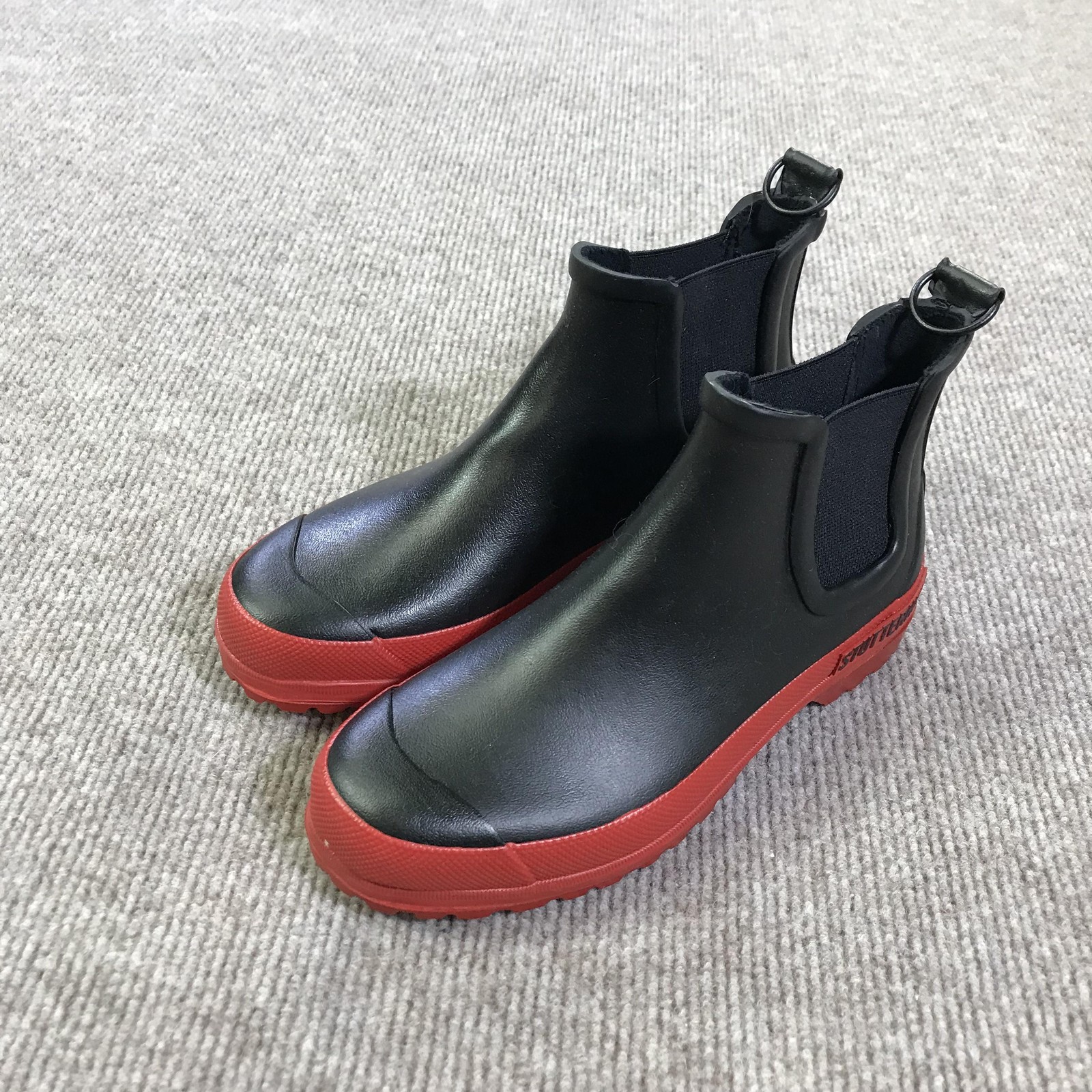 Stutterheim X Novesta Boots Womens Size 6.5 Black Red Chelsea Rubber Ankle Rain