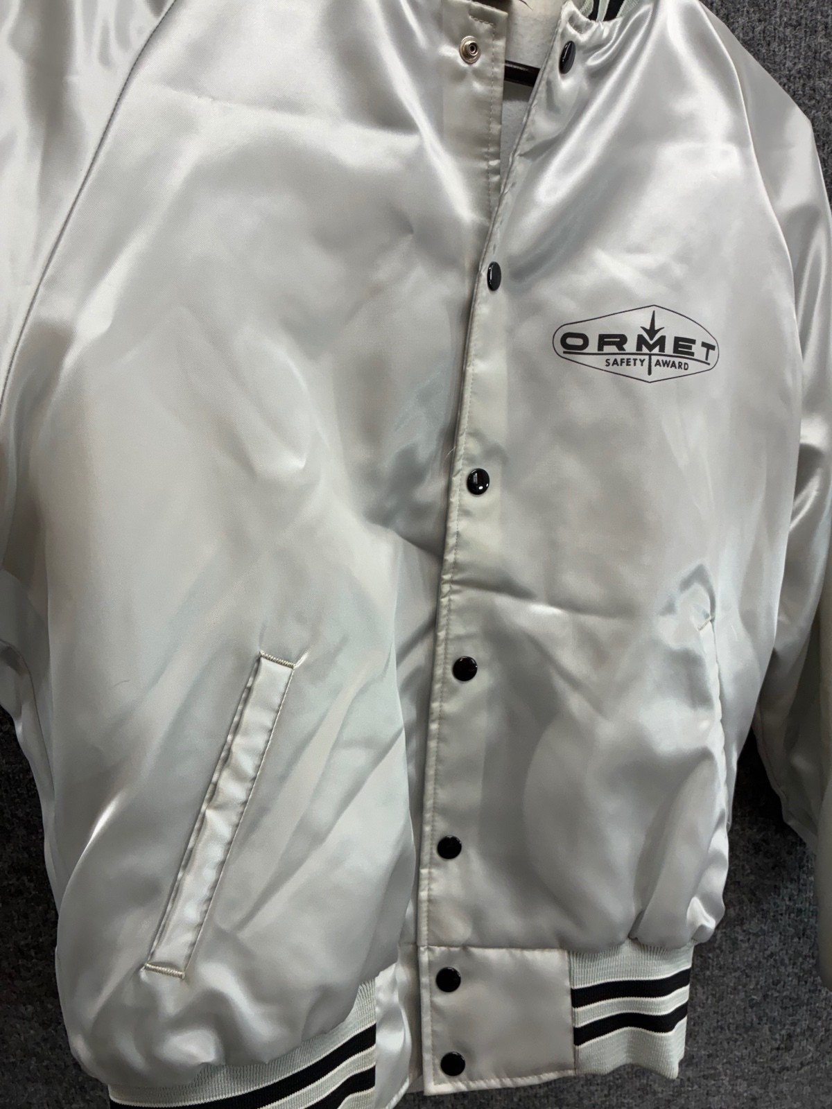 Vintage Sports Master Ormet Safety Award Satin Bomber Jacket Large