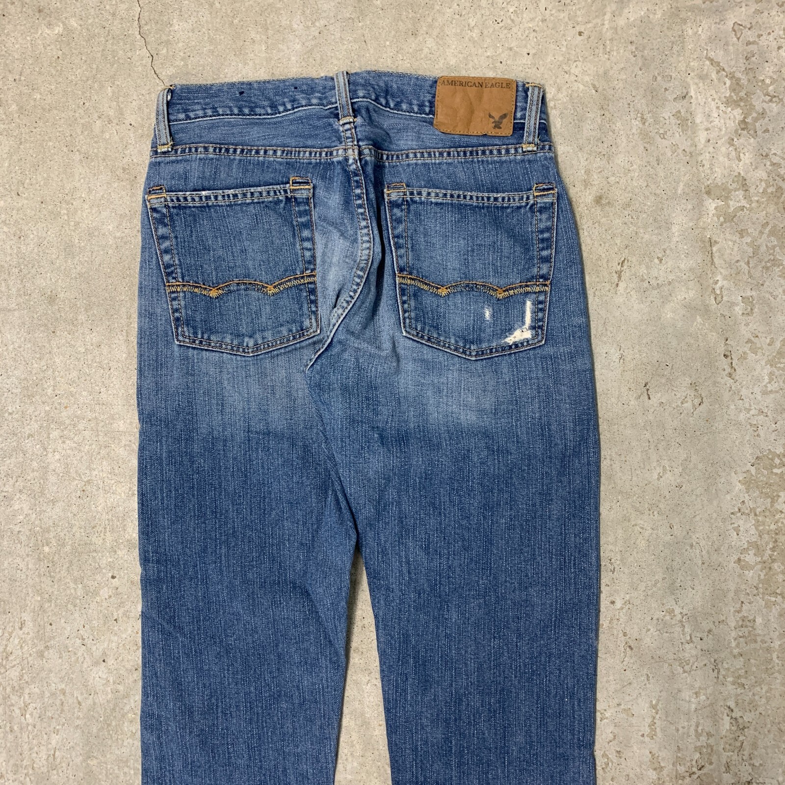 American Eagle Jeans 31×27 Blue Pants Low Rise Boot Distressed Grunge Tag 33×30