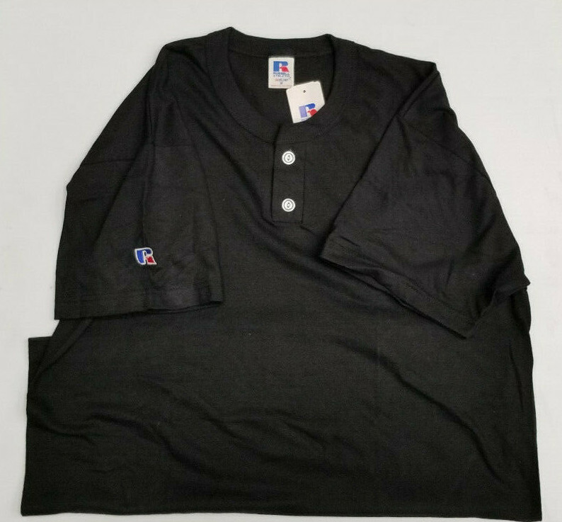 NEW Vintage Russell Athletic Blank 2 Button Henley T-shirt Mens El Salvador