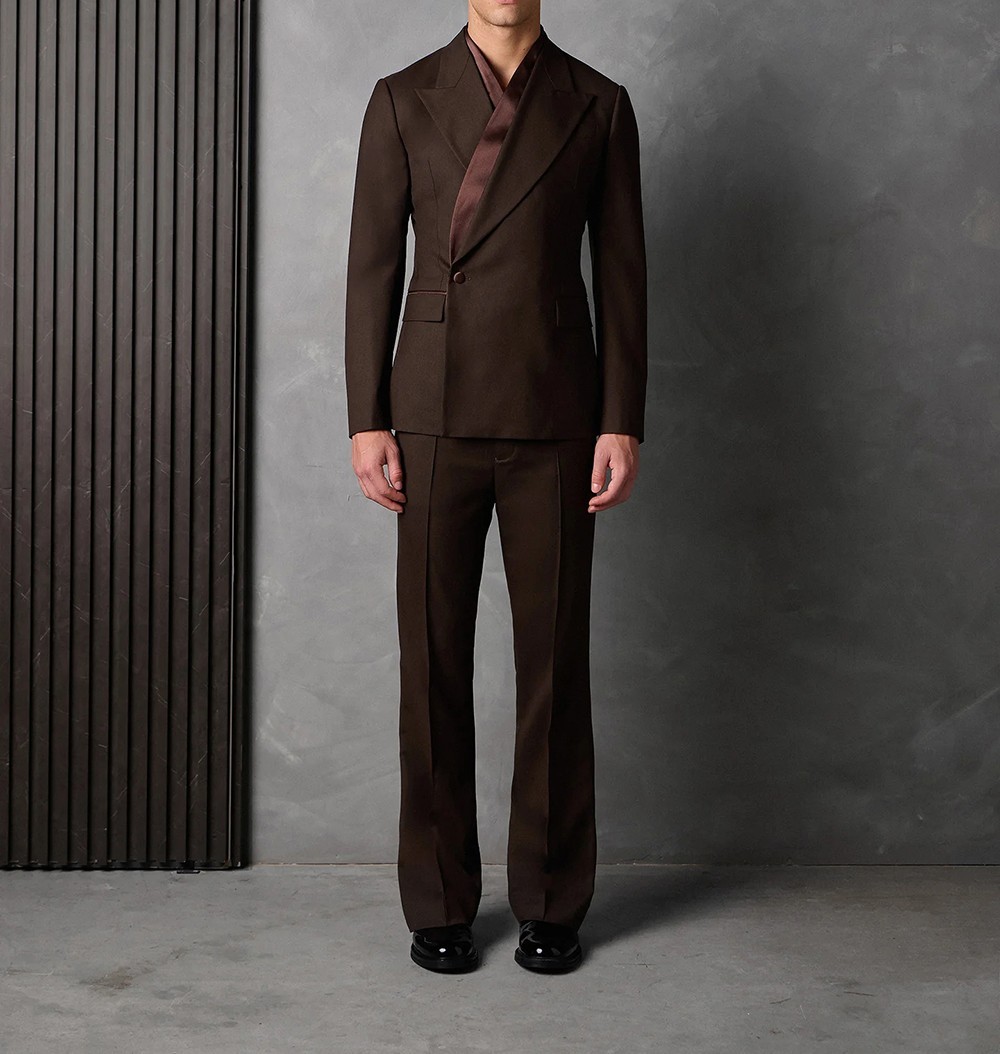 Men Suits Jackets Pants Slim Fit Formal Peak Lapel Groom Cocktail Street Wear