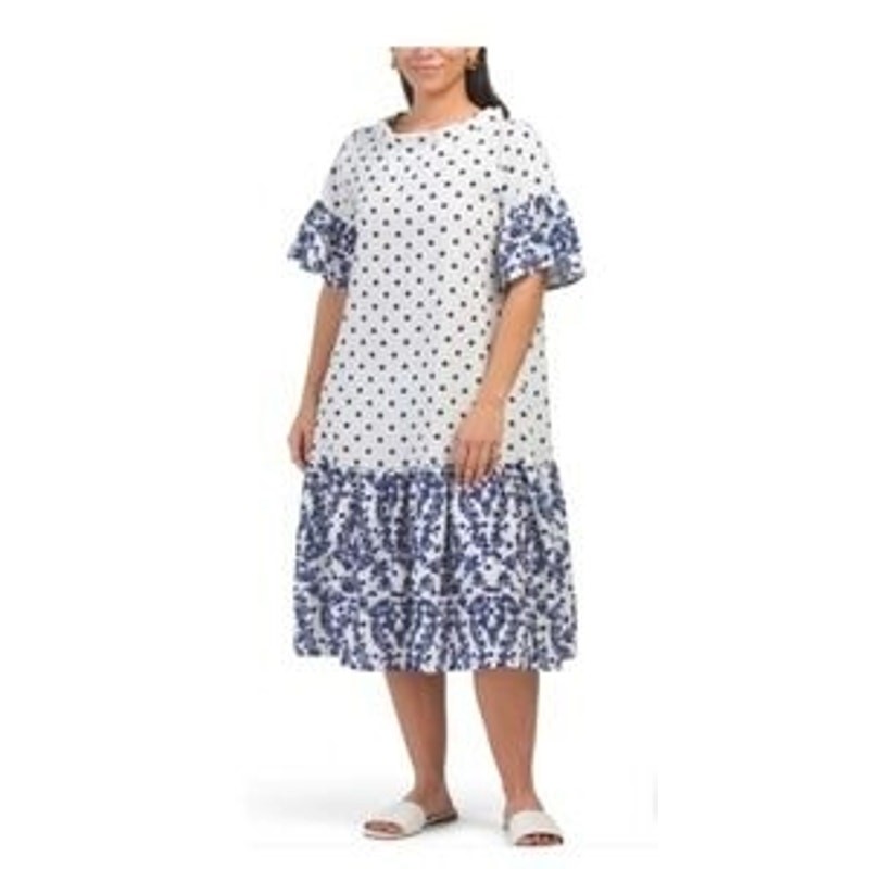 Le Ragazze Italian Linen Blend Polka Dot Dress – size M