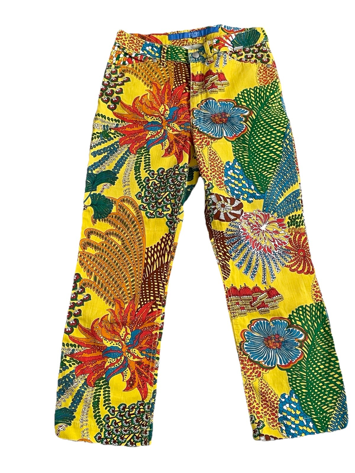 ESCADA Sport TROPICAL Floral JEANS Size Small CRUISE Resort PANTS Euro Size 34