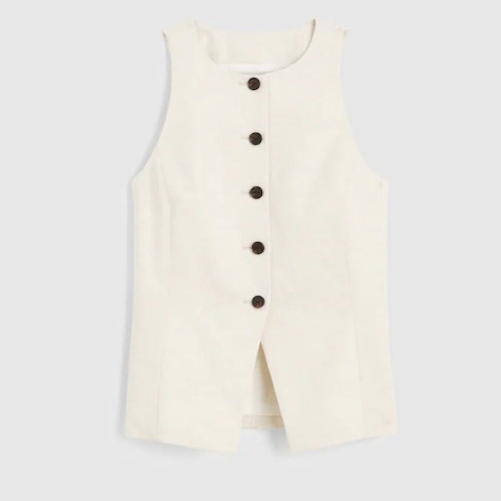 Madewell NWT Crewneck Cutaway Vest in Drapey Twill Size 0 in Vintage Ivory
