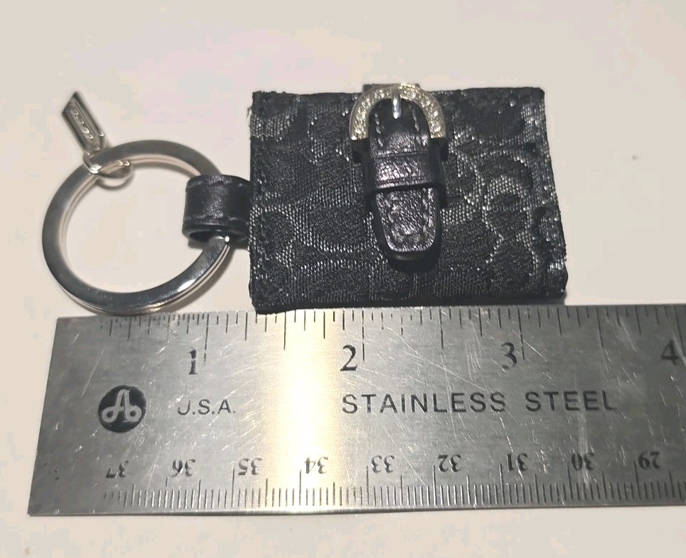 Coach Mini Picture Frame Keychain Bag Charm RARE VINTAGE Black On Black Silver