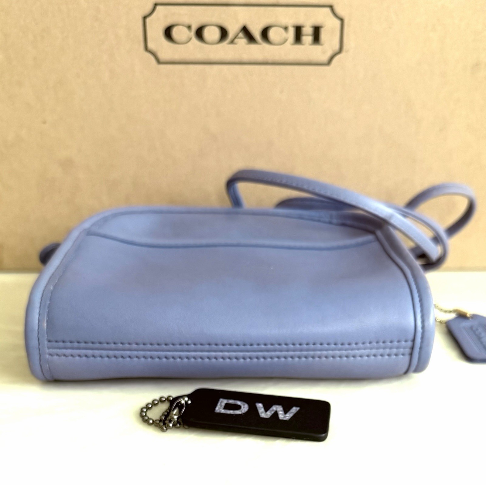 COACH VINTAGE PERIWINKLE BLUE ABBIE ZIP CROSSBODY BAG USA 9017 90’S