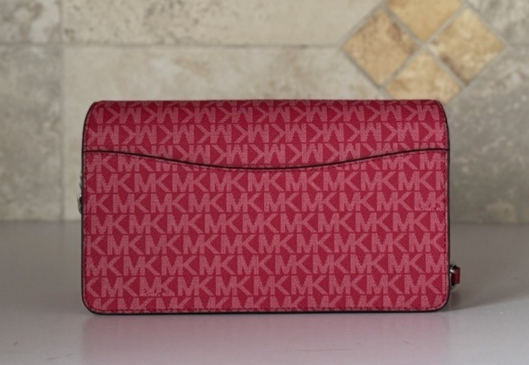 Michael Kors Jet Set Travel Medium Flap Shoulder Crossbody Bag MK Dark Raspberry