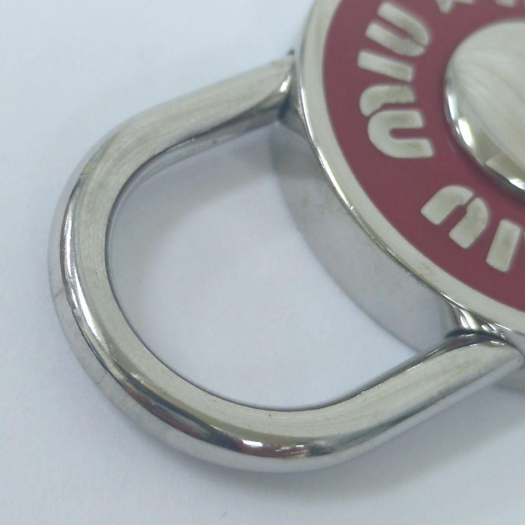 Authentic Miu Miu Padlock Charm Keychain Logo Key Red Silver Women’s Italy w/Box