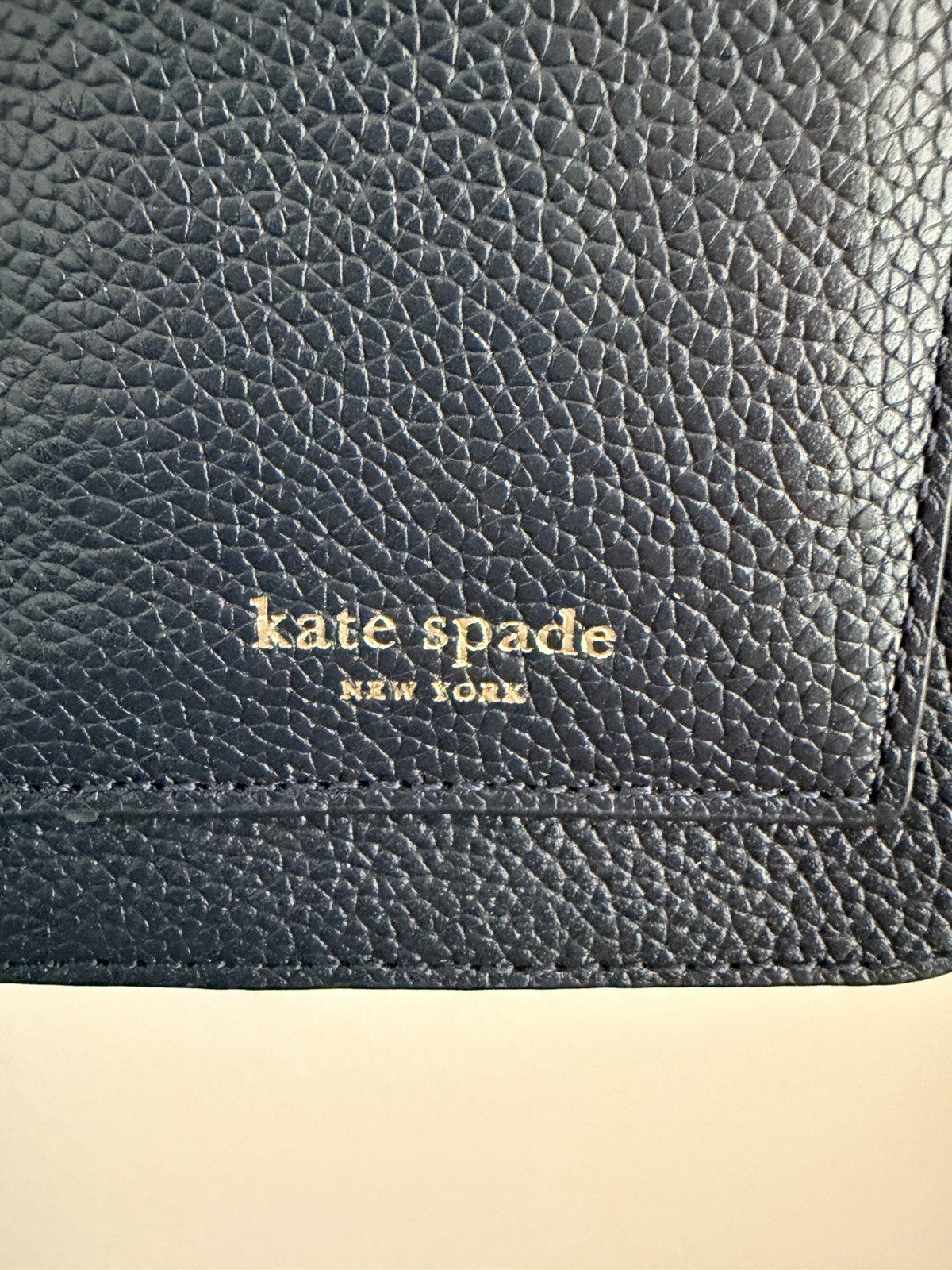kate spade new york Blue Pebbled Zip Phone Crossbody Bag Gold Chain Card Pockets