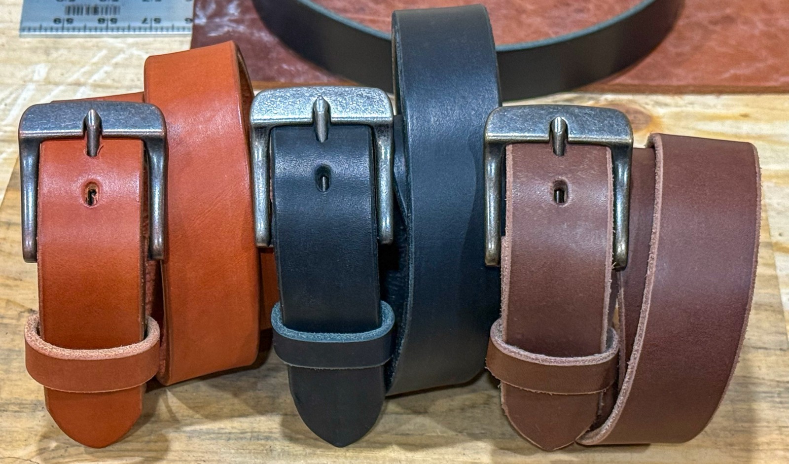 Men’s Full Grain Leather Belt – 1.5” Veg Tanned Cowhide, Heavy-Duty, Made in USA