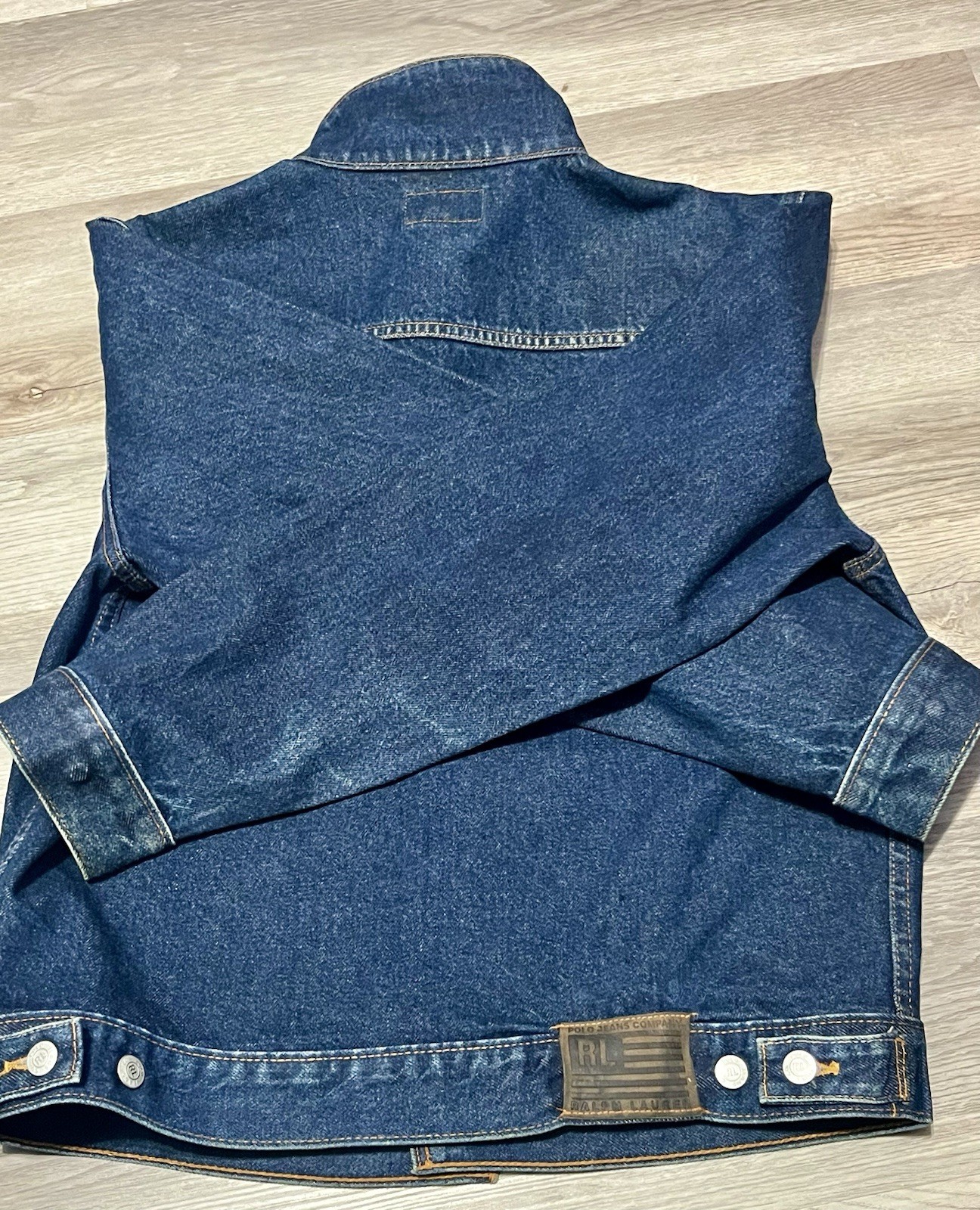 Polo Jeans Co By Ralph Lauren Vintage Denim Dark Blue Jean Trucker Jacket, MED