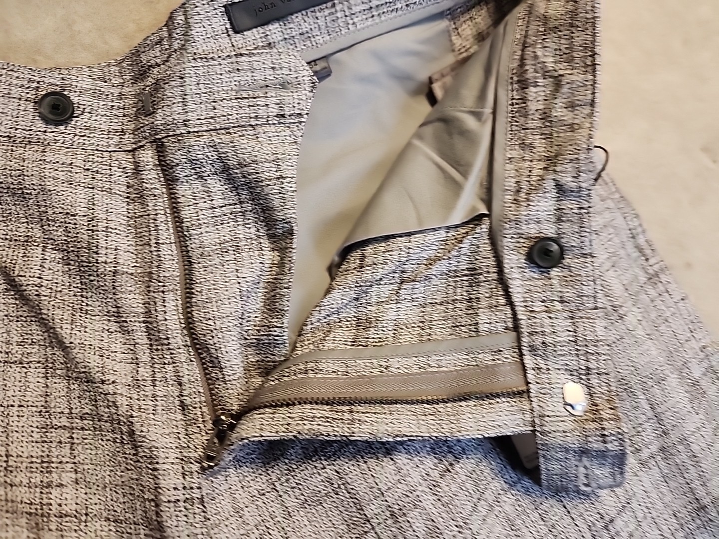 NWT $598 John Varvatos Mercer Pants In hazelnut linen viscose blend sz 54 US 36