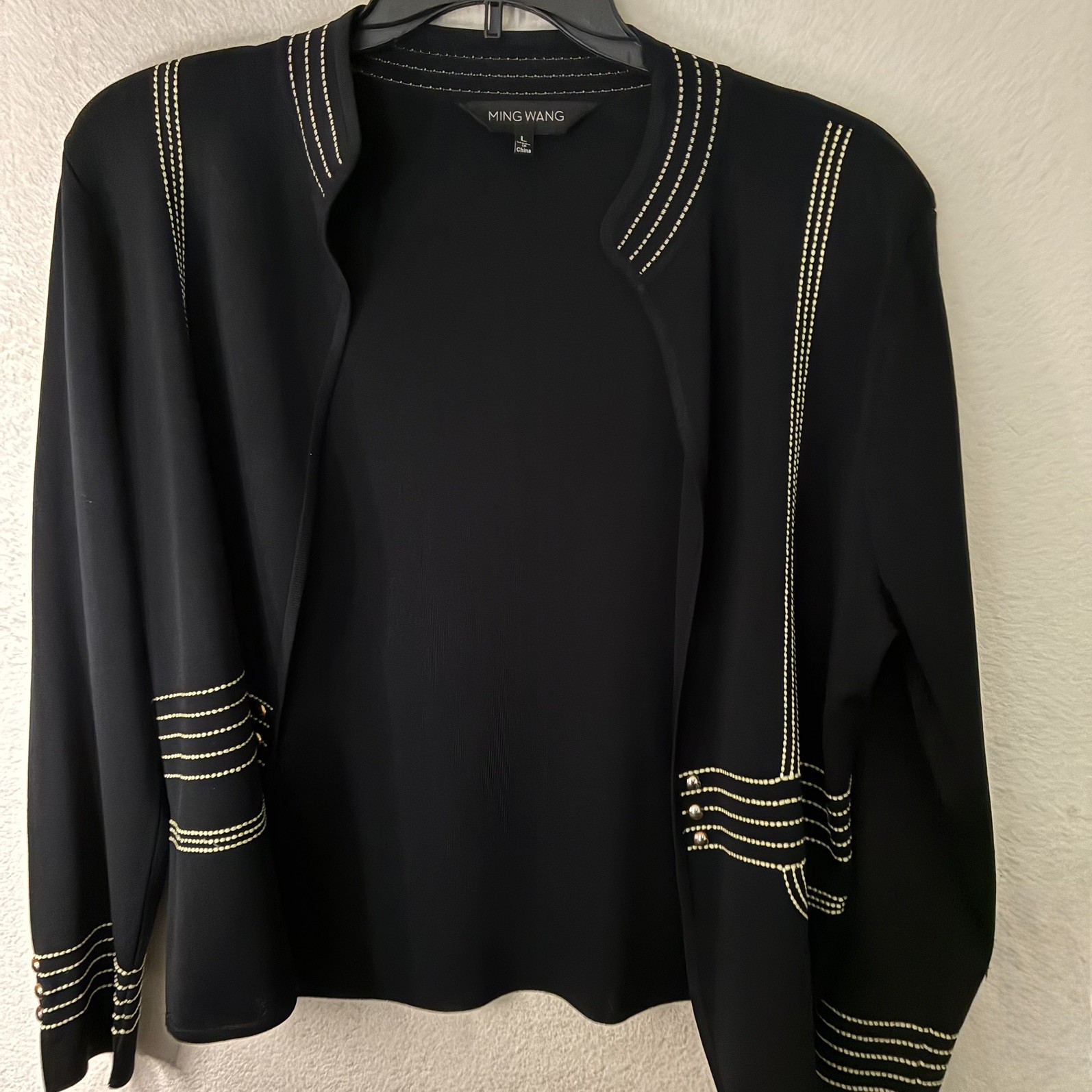 Ming Wang Black Knit Cardigan Blazer Women’s Size L Career
