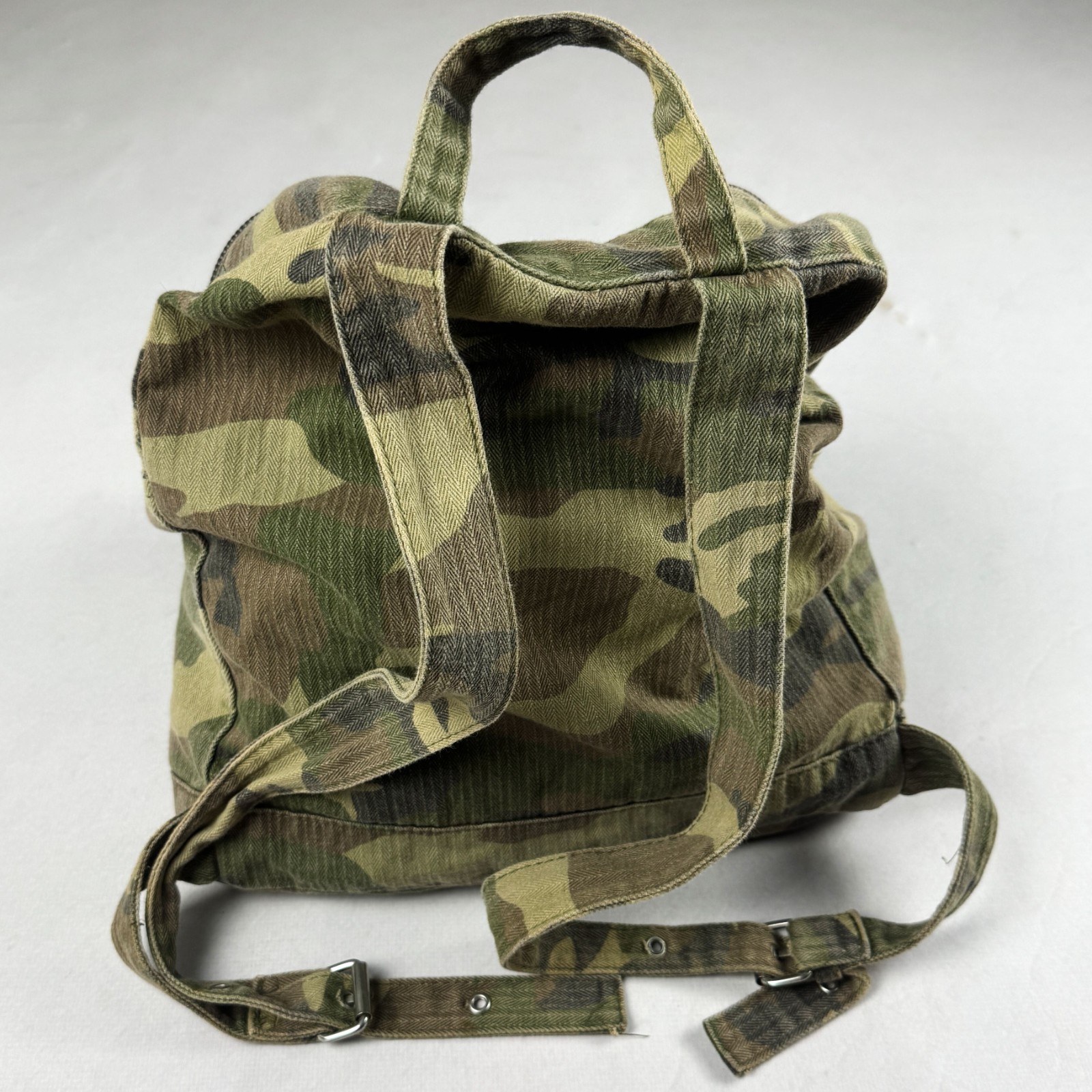 Vintage Seven Stars Camo Backpack Military Army Canvas Rucksack Y2K Streetwear