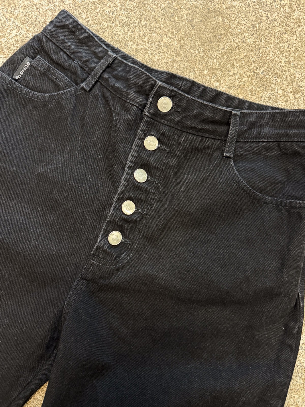 Vintage 90s BONGO 62-02 Black High Waisted Mom Jeans Button Fly Sz 11 Fits 4-6
