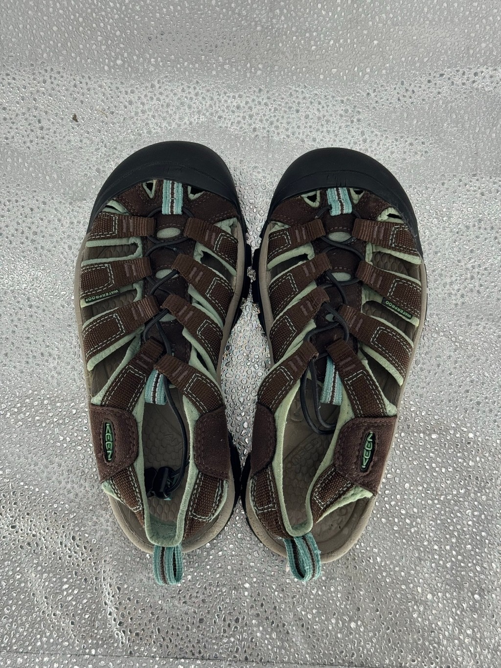 Women’s KEEN Waterproof Sandals Size 8 (38 EU) Brown and Light Blue