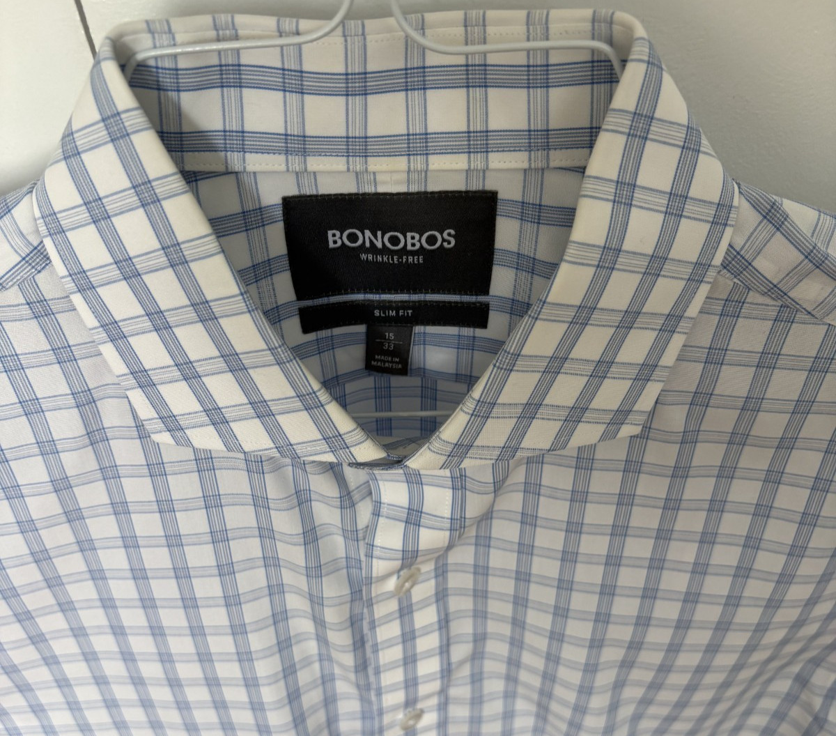 Bonobos Men Button Down Shirt Blue Check Slim Fit Size 15″-33″ -Taking Offers