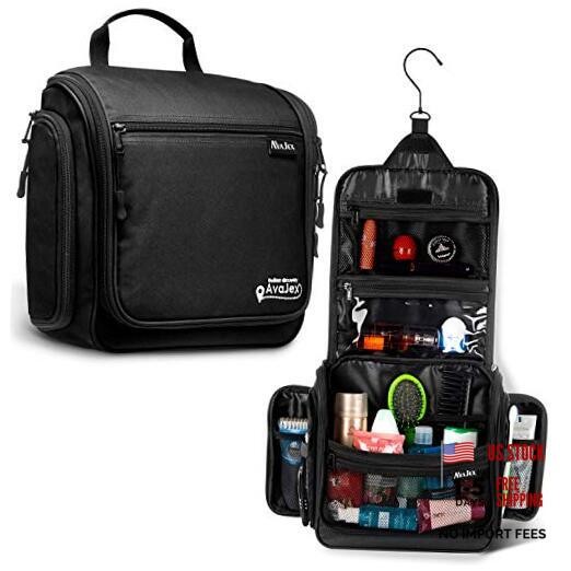 Travel Toiletry Bag for Men and Women – (10.6”x10.6”x3.2”) Large L Jet Black