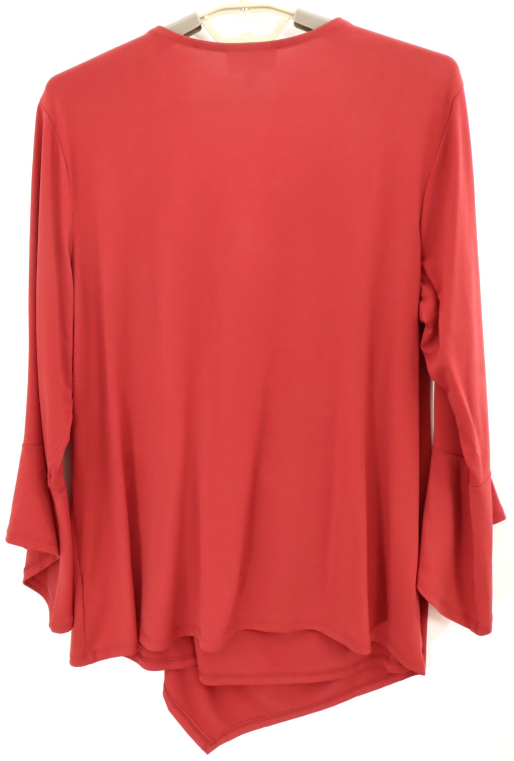 NEW JM COLLECTION Women’s Stretch Polyester Blouse Bead 3/4 Sleeve Deep Red 1X