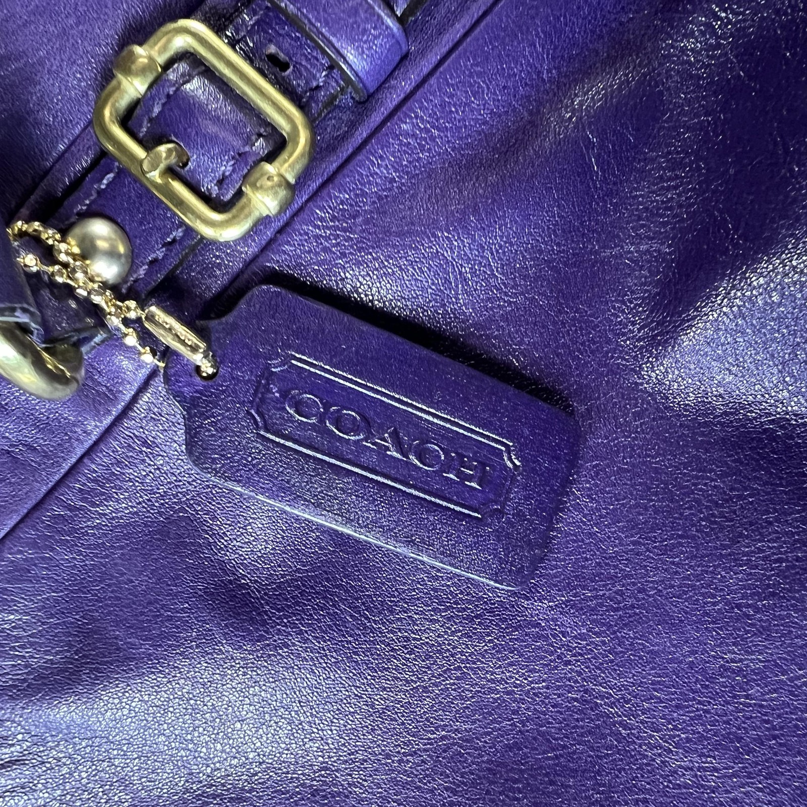 Coach Satchel Bag Womens Purple Leather Madison Sophia Top Handle Zip