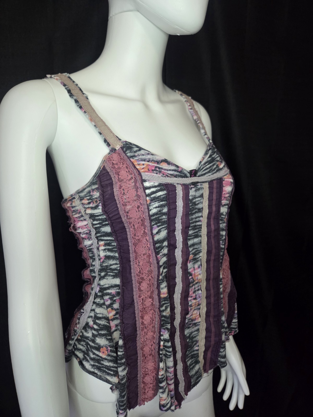 Vintage Free People Patchwork Lace Tank Top M Fairycore Whimsygoth Archival Y2K