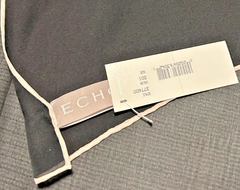 Echo – NEW 21 x 21 In. Small Sq. Black Solid Color 100% Silk Scarf- SS 1043