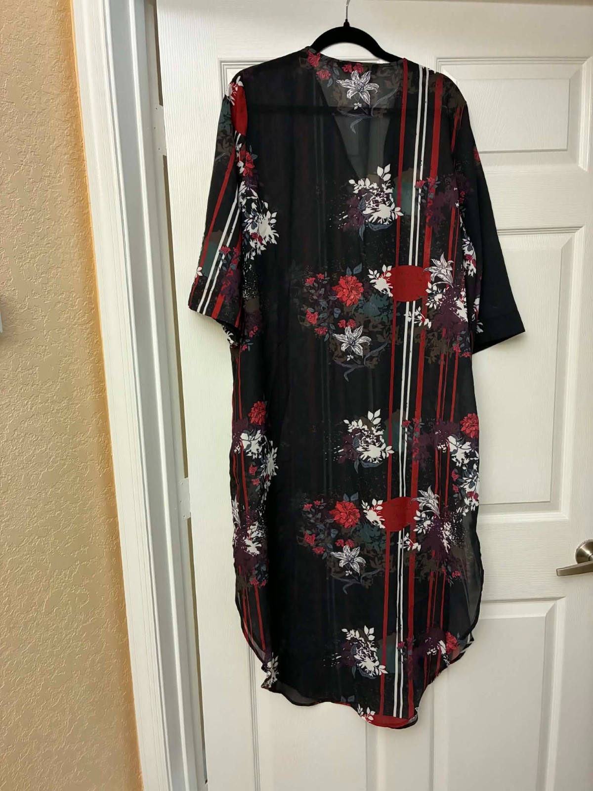 Colleen Lopez XL Floral Sheer Kimono Duster Open Front Long Cardigan