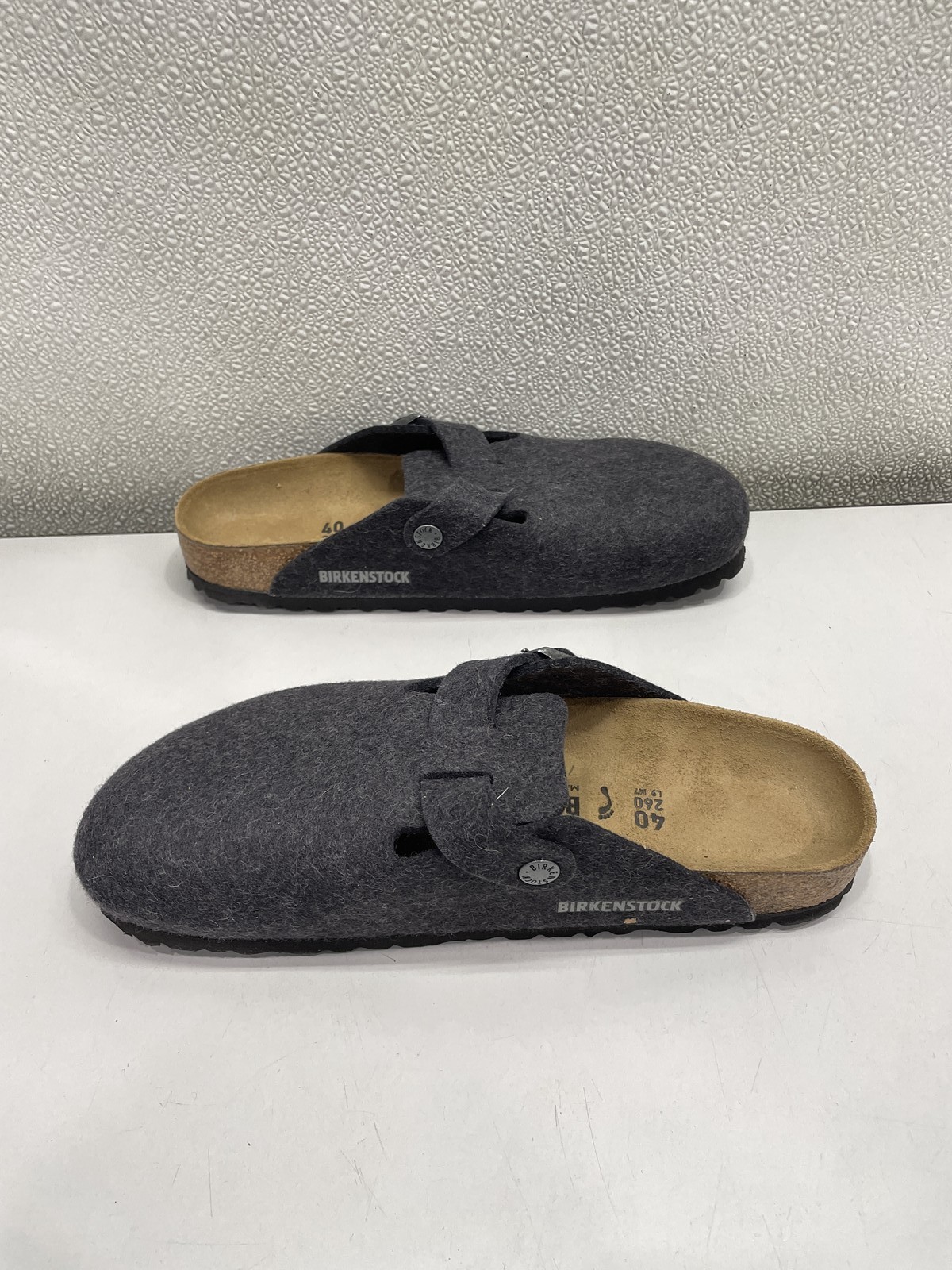 Birkenstock Boston Wool Felt Clog Unisex W9, M7 In Anthracite