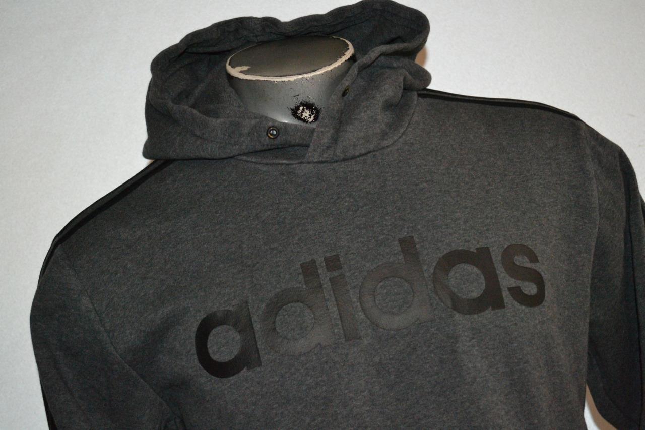 34175 Adidas Hoodie Pullover Gray Cotton Polyester Blend Size Large Mens