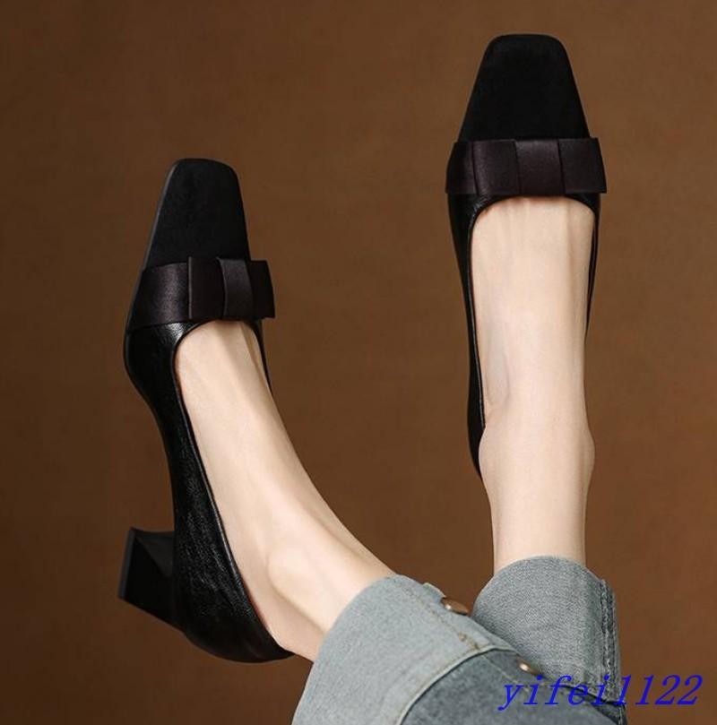 Womens Bowtie Square Toe Pumps Dress Casual Office Ladies Club Formal Work Shoes