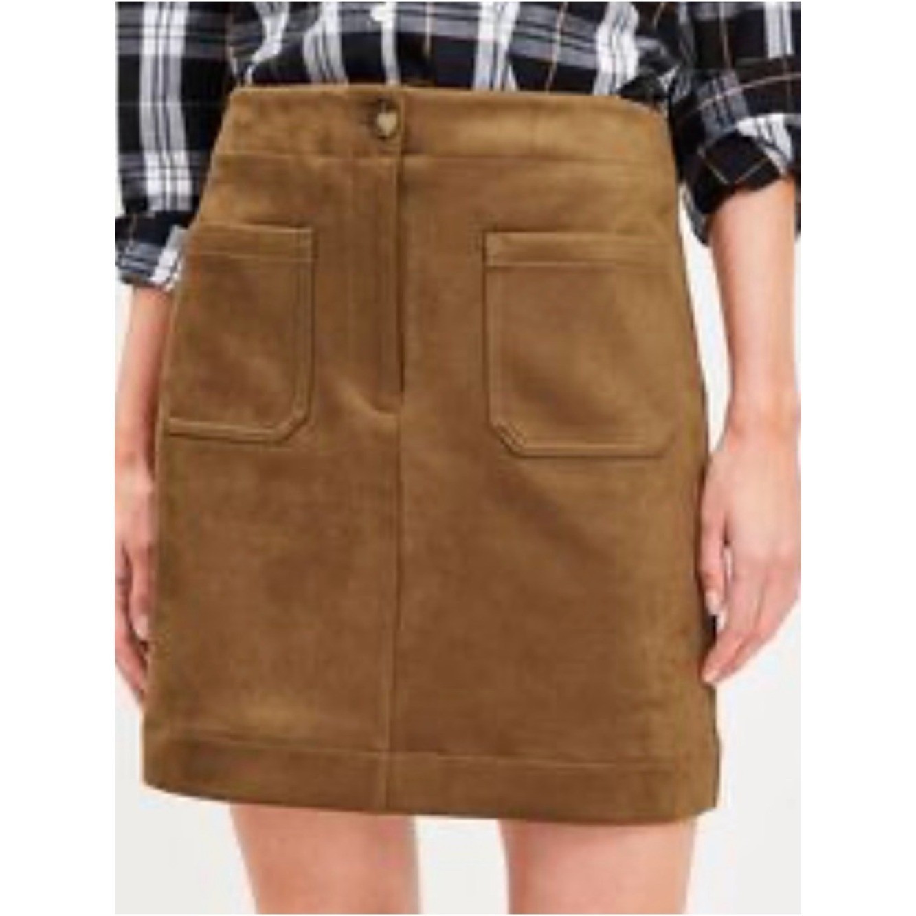 LOFT Caramel Brown faux Suede Mini Skirt. A-line 0P NWOT