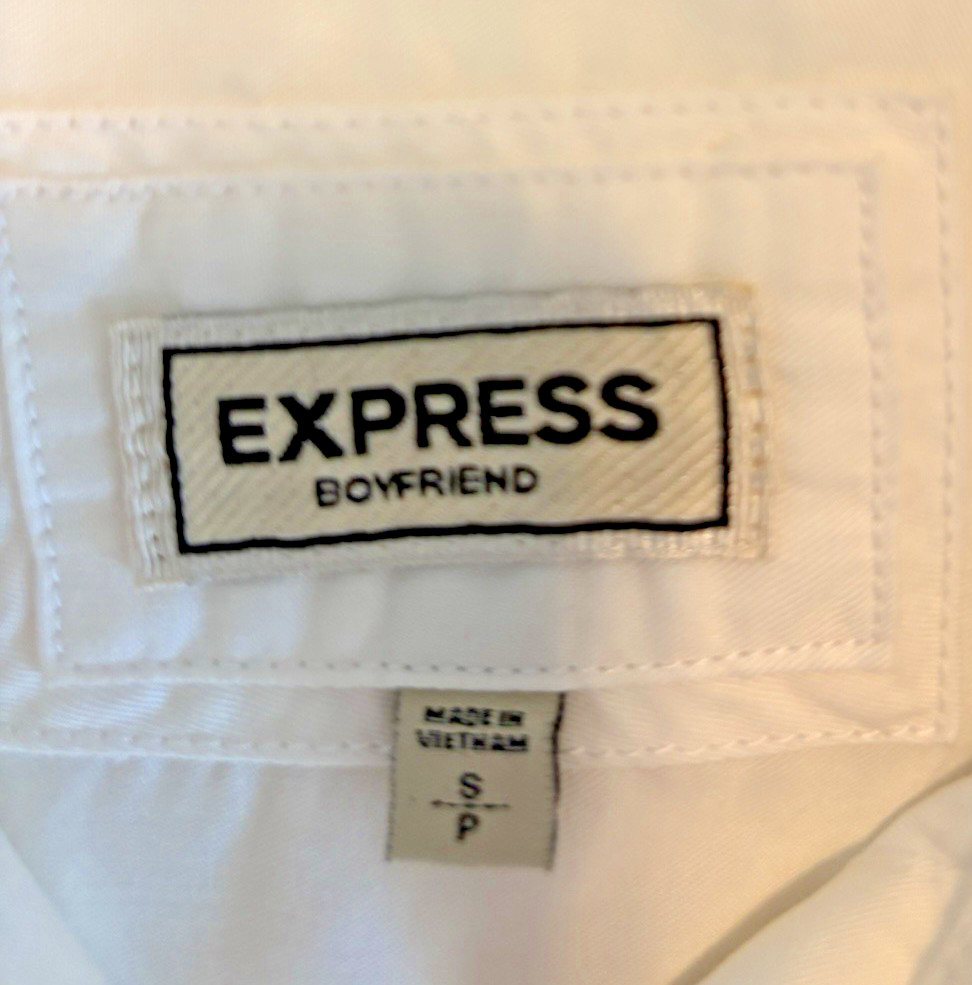 Express Boyfriend Utility Shirt White Oversized Tab Sleeves Size S School