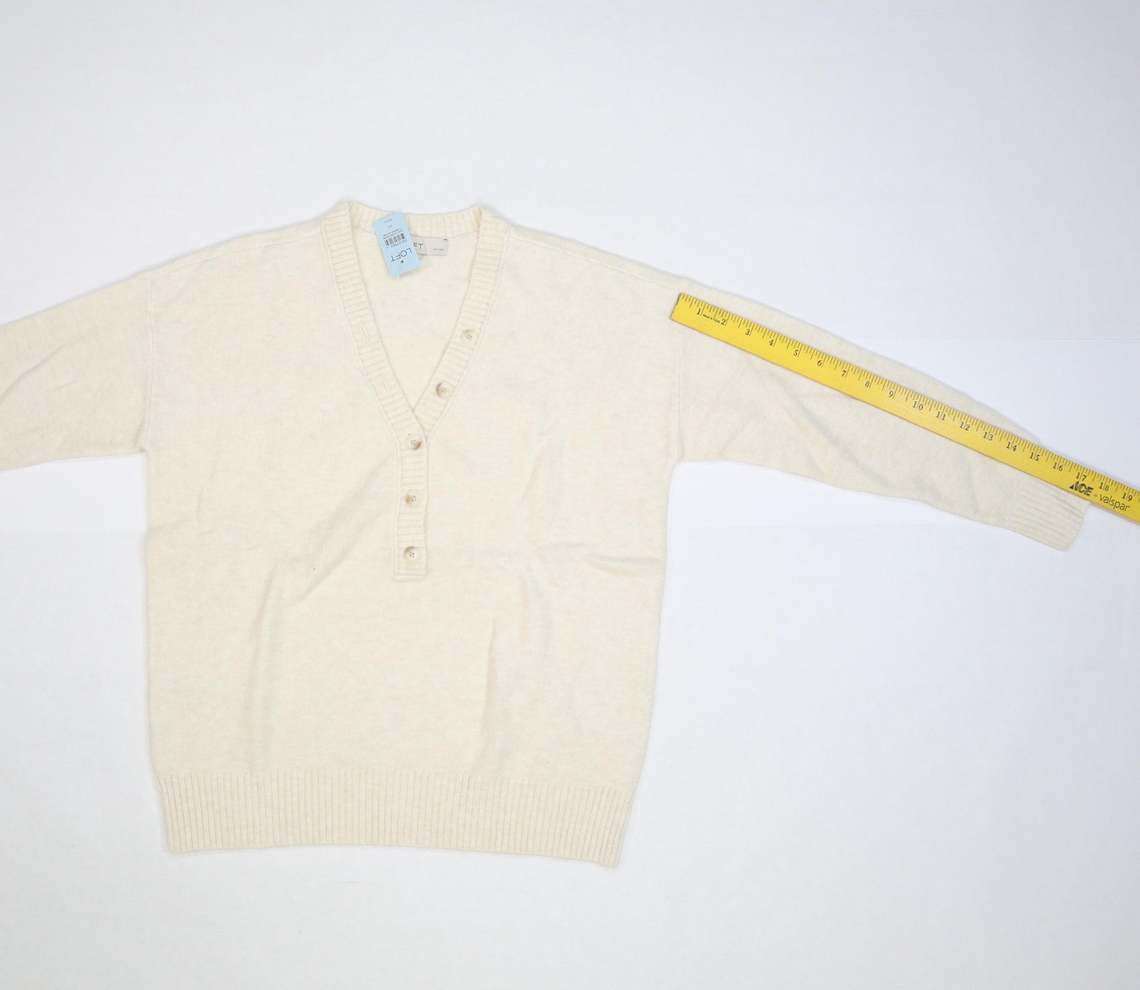 LOFT Sweater Womens Medium Petite V Neck Button Pullover Cozy Knit Acrylic Blend