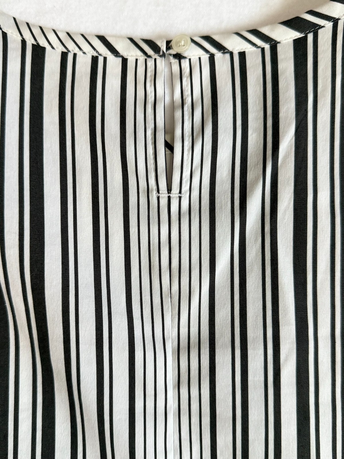 Talbots Petites SP Black White Stripe Tie Waist Long Sleeve Blouse Cotton